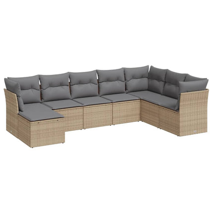 sofasæt til haven 8 dele med hynder polyrattan beige