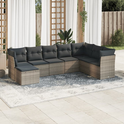 sofasæt til haven 8 dele med hynder polyrattan grå