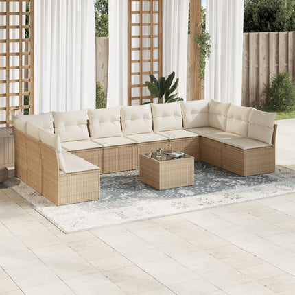sofasæt til haven 11 dele med hynder polyrattan beige