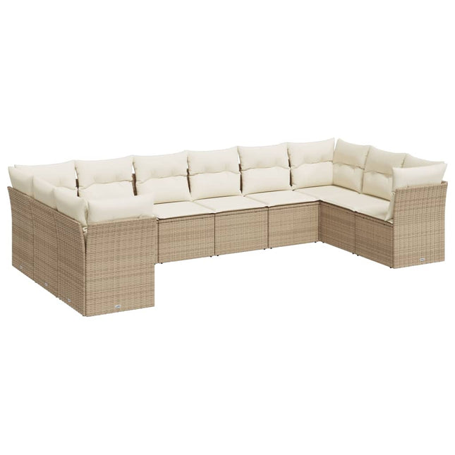 sofasæt til haven 10 dele med hynder polyrattan beige