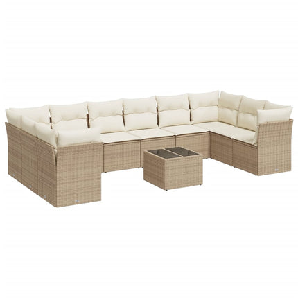 sofasæt til haven 11 dele med hynder polyrattan beige
