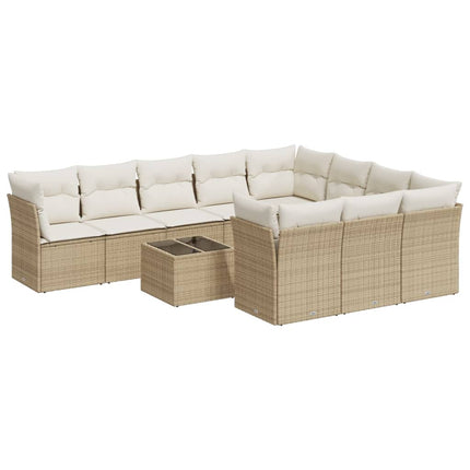 sofasæt til haven 11 dele med hynder polyrattan beige