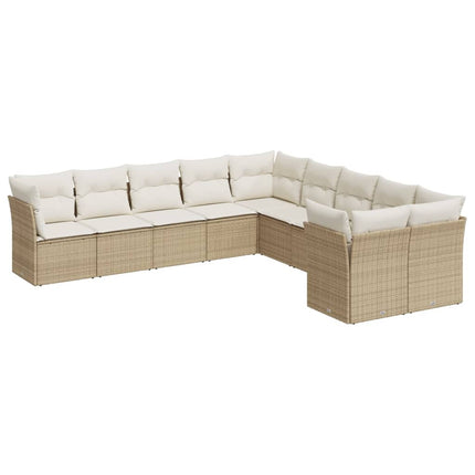 sofasæt til haven 10 dele med hynder polyrattan beige