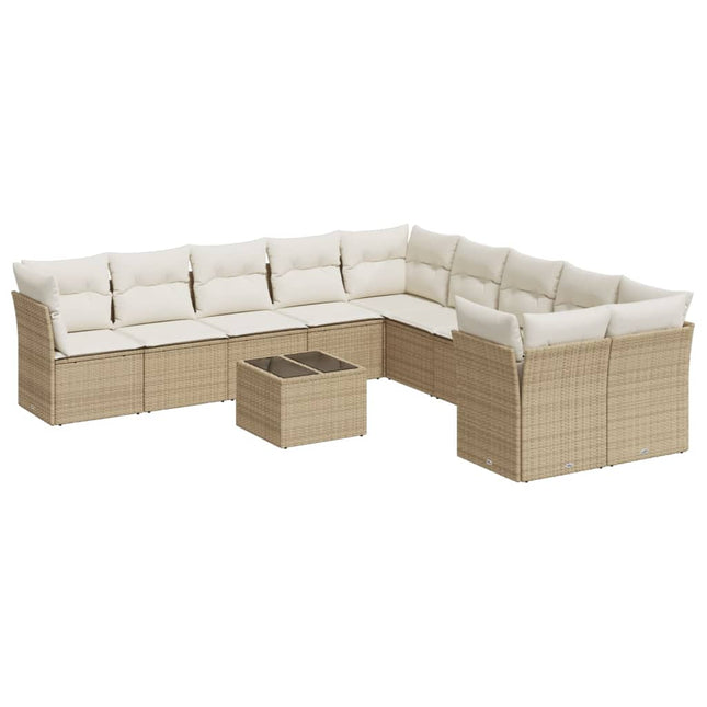 sofasæt til haven 11 dele med hynder polyrattan beige