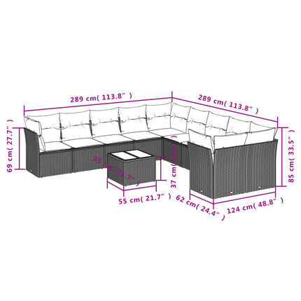 sofasæt til haven 11 dele med hynder polyrattan beige