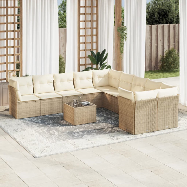 sofasæt til haven 11 dele med hynder polyrattan beige