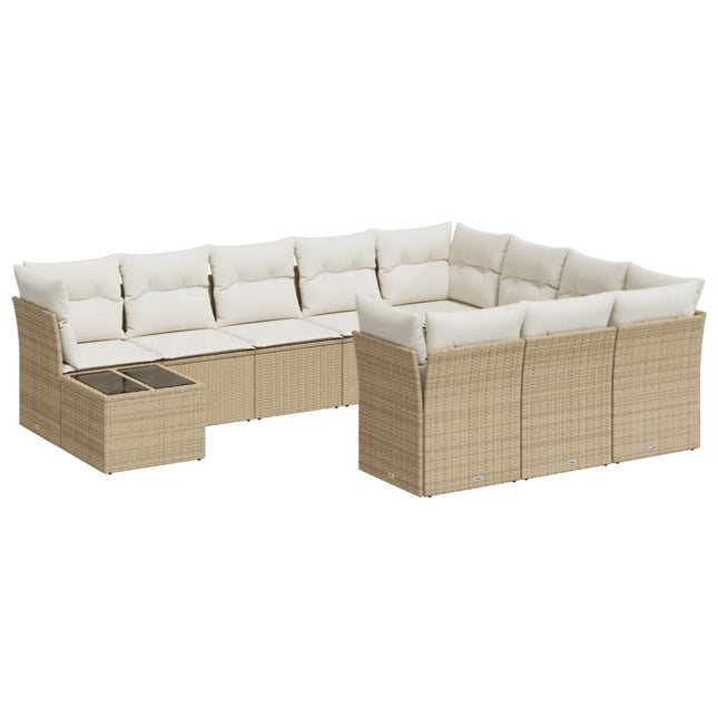 sofasæt til haven 11 dele med hynder polyrattan beige