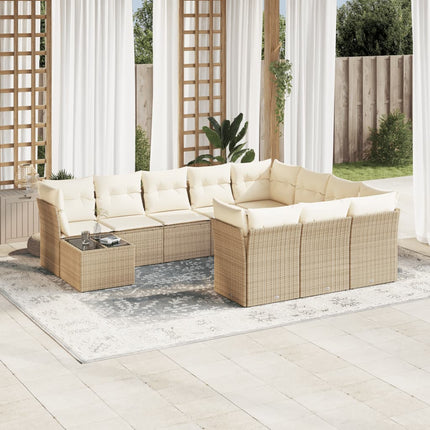 sofasæt til haven 11 dele med hynder polyrattan beige