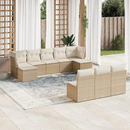 sofasæt til haven 10 dele med hynder polyrattan beige