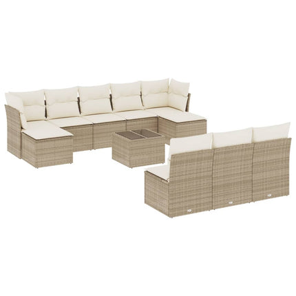 sofasæt til haven 11 dele med hynder polyrattan beige