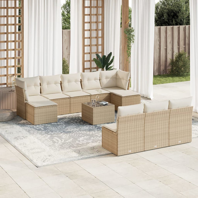 sofasæt til haven 11 dele med hynder polyrattan beige