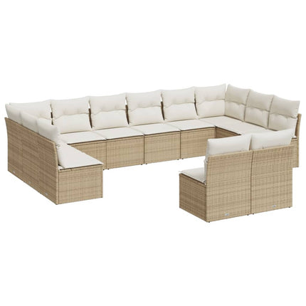 sofasæt til haven 12 dele med hynder polyrattan beige