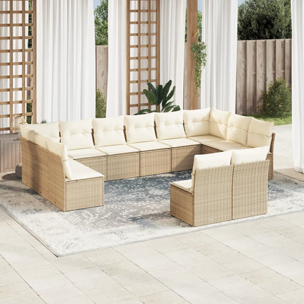 sofasæt til haven 12 dele med hynder polyrattan beige