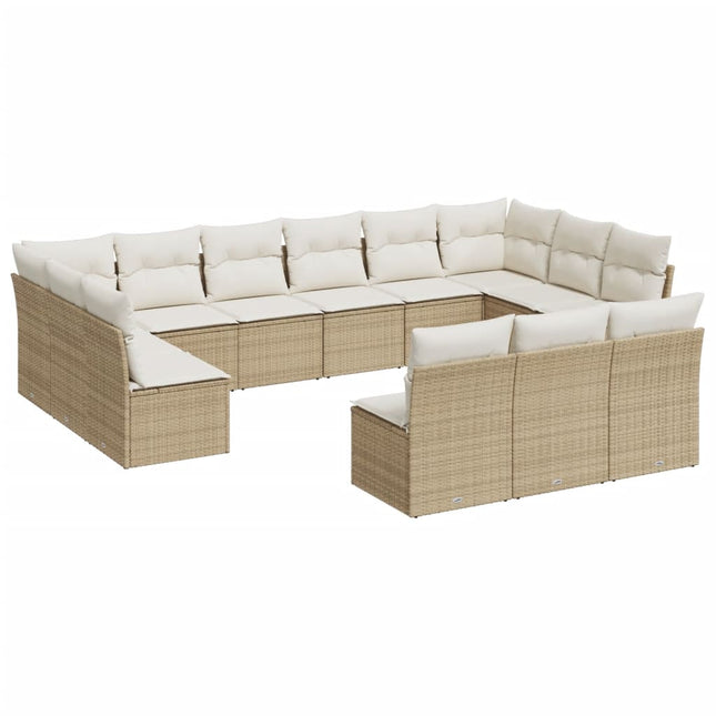 sofasæt til haven 13 dele med hynder polyrattan beige