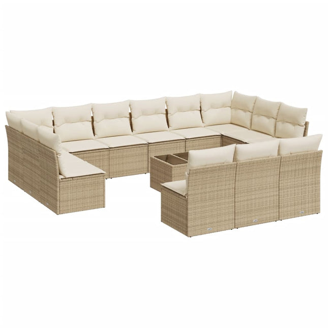 sofasæt til haven 14 dele med hynder polyrattan beige