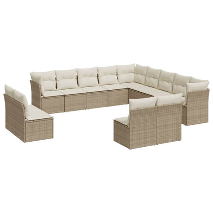 sofasæt til haven 13 dele med hynder polyrattan beige
