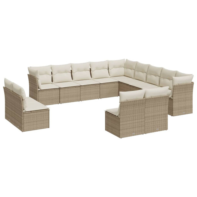 sofasæt til haven 13 dele med hynder polyrattan beige