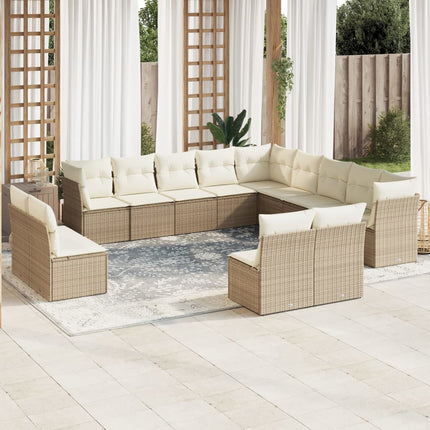 sofasæt til haven 13 dele med hynder polyrattan beige
