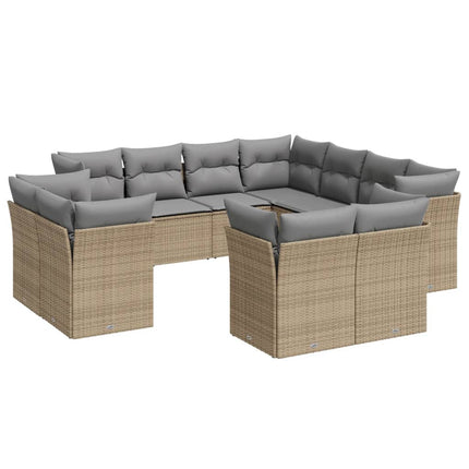 sofasæt til haven 11 dele med hynder polyrattan beige