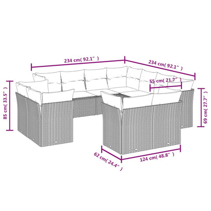 sofasæt til haven 11 dele med hynder polyrattan beige