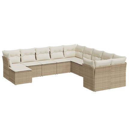 sofasæt til haven 11 dele med hynder polyrattan beige