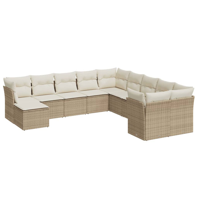 sofasæt til haven 11 dele med hynder polyrattan beige