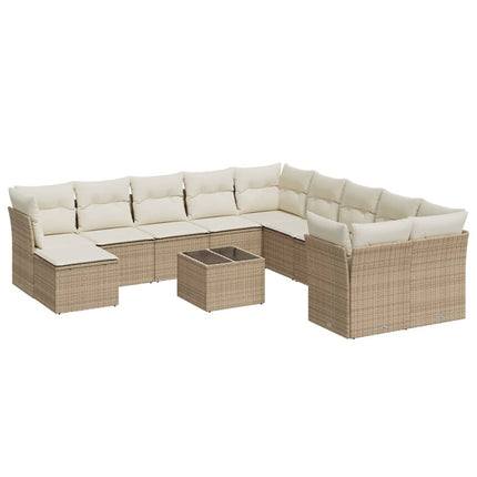 sofasæt til haven 12 dele med hynder polyrattan beige