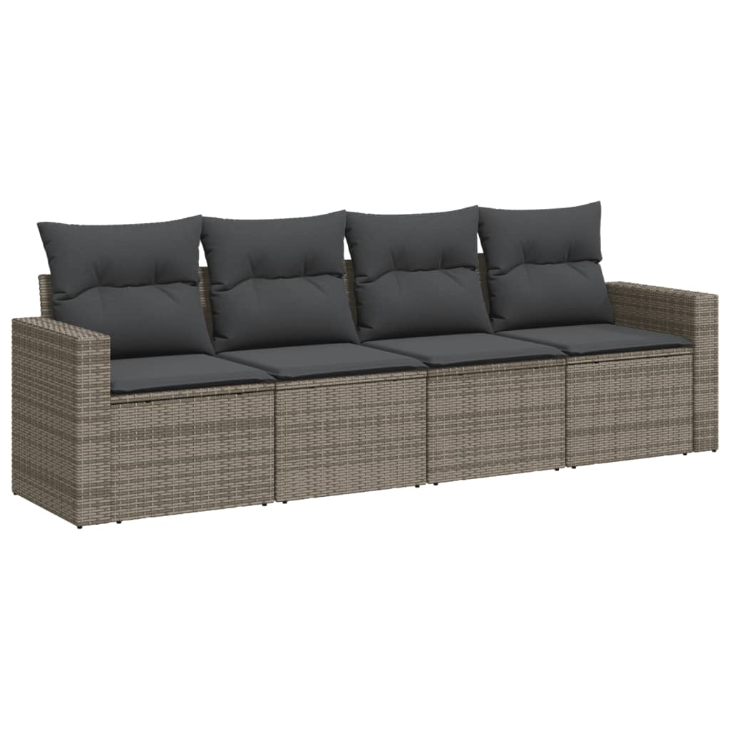 sofasæt til haven 4 dele med hynder polyrattan grå