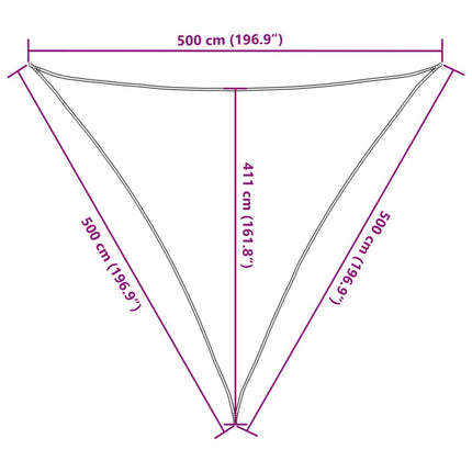 solsejl 5x5x5 m 160 g/m² trekantet HDPE lysegrå