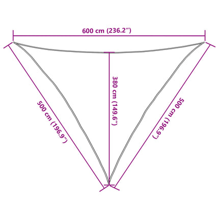 solsejl 5x5x6 m 160 g/m² trekantet HDPE lysegrå