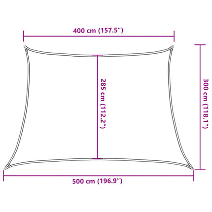 solsejl 4/5x3 m 160 g/m² HDPE trapezformet mørkegrøn