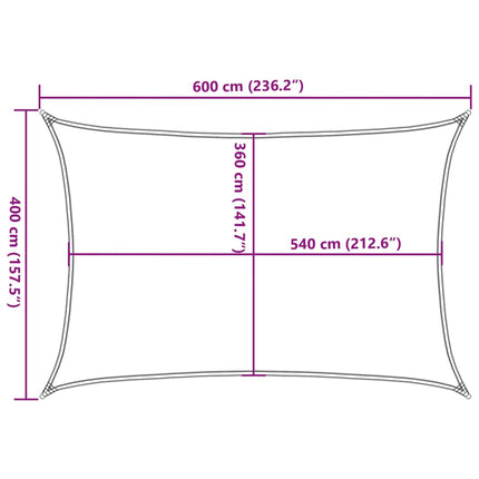 solsejl 4x6 m 160 g/m² rektangulær HDPE sandfarvet