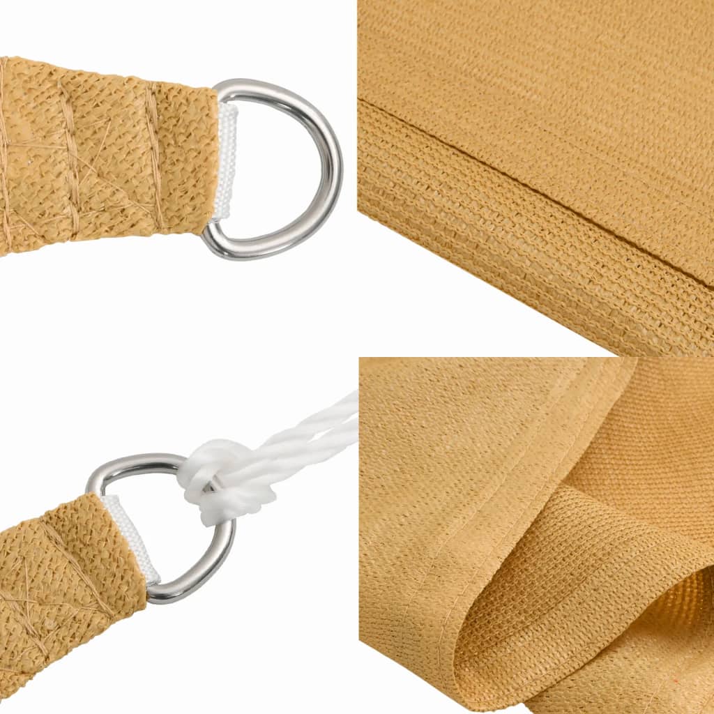 solsejl 5x6 m 160 g/m² HDPE rektangulær sandfarvet