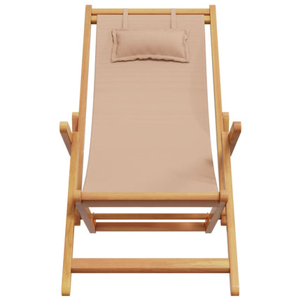 strandstole 2 stk. foldbar stof og massivt træ gråbrun