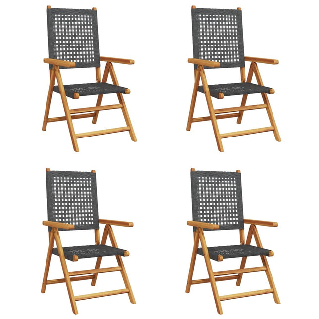 havestole 4 stk. med lænefunktion polyrattan sort