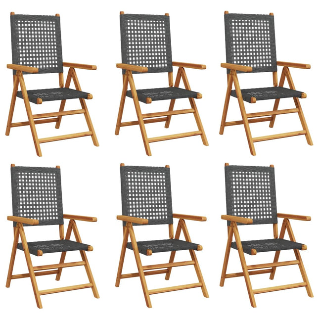 havestole 6 stk. med lænefunktion polyrattan sort