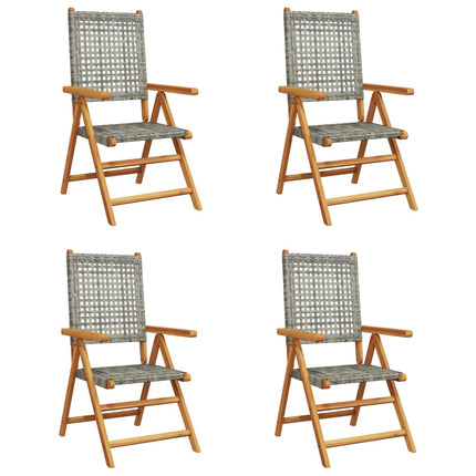 havestole 4 stk. med lænefunktion polyrattan grå