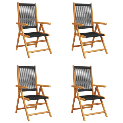 Klapstole i sort massivt træ, 4 stk.