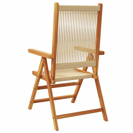 havestole 4 stk. med lænefunktion massivt akacietræ beige