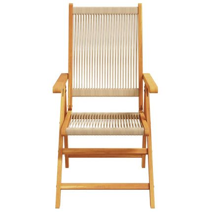 havestole 8 stk. med lænefunktion massivt akacietræ beige