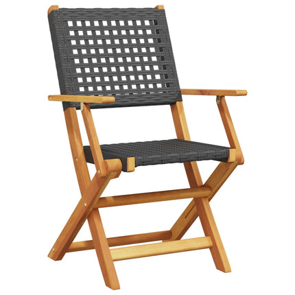 Klapstole 4 stk. sort polyrattan og massivt træ