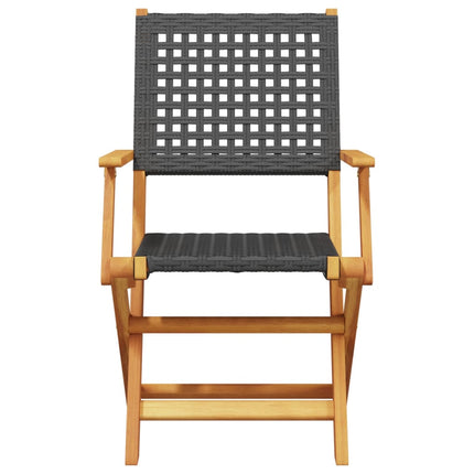 Klapstole 4 stk. sort polyrattan og massivt træ