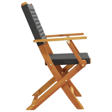 Klapstole 4 stk. sort polyrattan og massivt træ