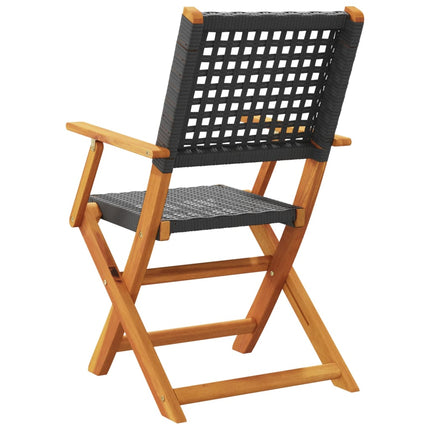 Klapstole 4 stk. sort polyrattan og massivt træ