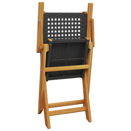 Klapstole 4 stk. sort polyrattan og massivt træ