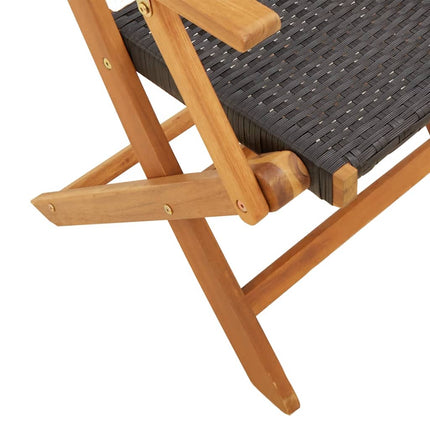 Klapstole 4 stk. sort polyrattan og massivt træ