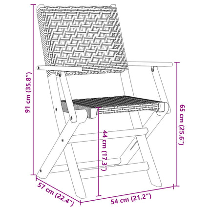 Klapstole 4 stk. sort polyrattan og massivt træ