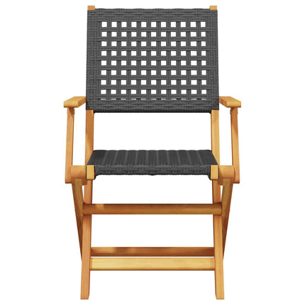 Klapstole 6 stk. sort polyrattan og massivt træ