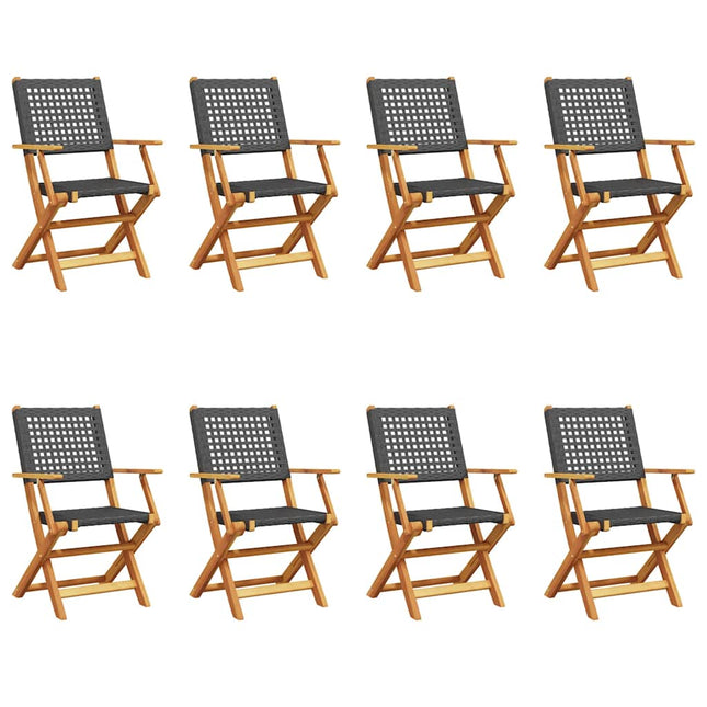 foldbare havestole 8 stk. polyrattan sort