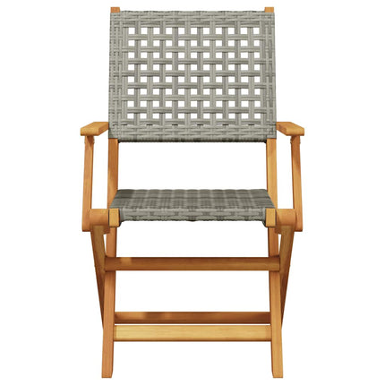 havestole 8 stk. foldbar polyrattan og massivt træ grå